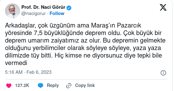 Naci Görür’ün 6 Şubat depremi sonrası söyledikleri